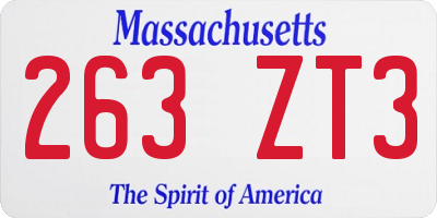 MA license plate 263ZT3