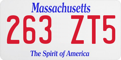 MA license plate 263ZT5