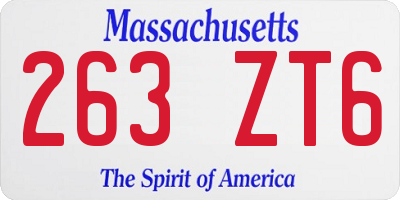 MA license plate 263ZT6