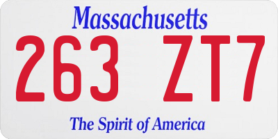 MA license plate 263ZT7