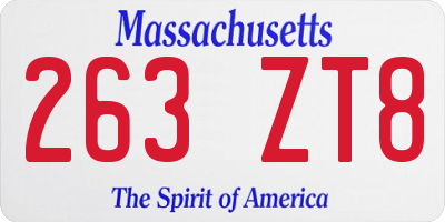 MA license plate 263ZT8