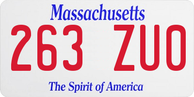 MA license plate 263ZU0