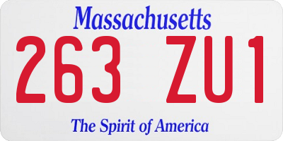 MA license plate 263ZU1