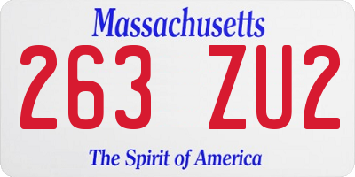 MA license plate 263ZU2