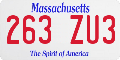 MA license plate 263ZU3