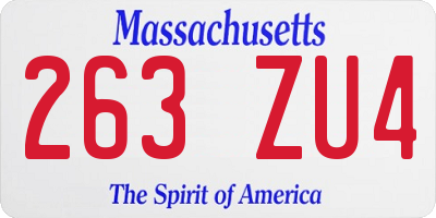 MA license plate 263ZU4