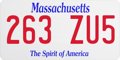 MA license plate 263ZU5