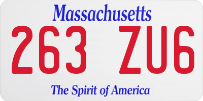 MA license plate 263ZU6