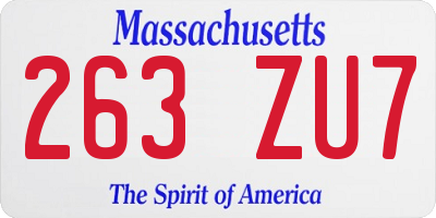 MA license plate 263ZU7