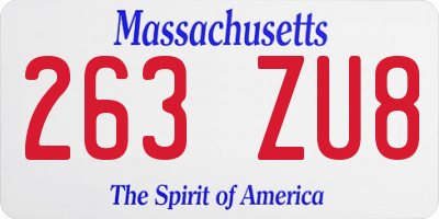 MA license plate 263ZU8