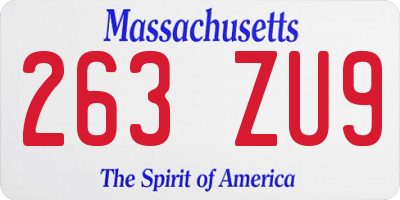MA license plate 263ZU9