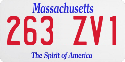 MA license plate 263ZV1
