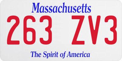 MA license plate 263ZV3