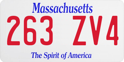 MA license plate 263ZV4
