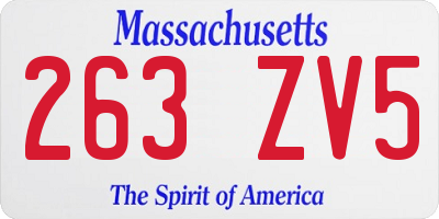 MA license plate 263ZV5