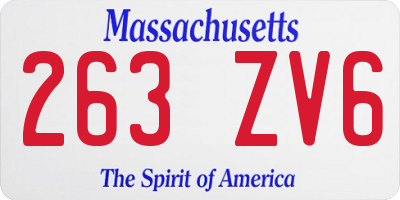 MA license plate 263ZV6