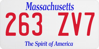 MA license plate 263ZV7