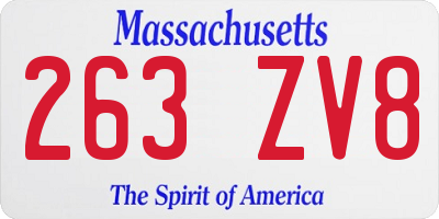 MA license plate 263ZV8