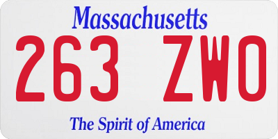 MA license plate 263ZW0