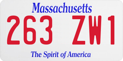 MA license plate 263ZW1