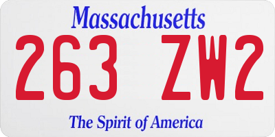MA license plate 263ZW2