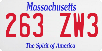 MA license plate 263ZW3