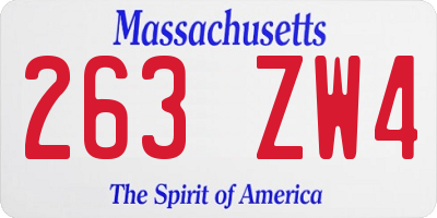 MA license plate 263ZW4