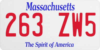 MA license plate 263ZW5