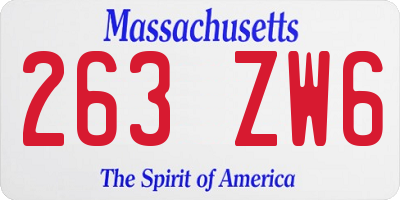 MA license plate 263ZW6