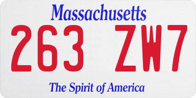 MA license plate 263ZW7