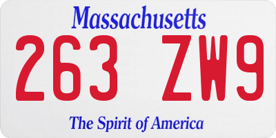 MA license plate 263ZW9