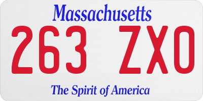 MA license plate 263ZX0