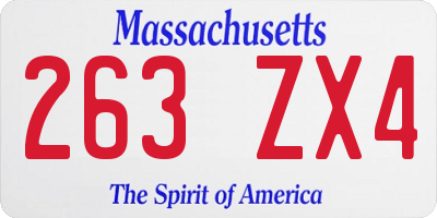 MA license plate 263ZX4