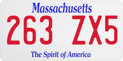 MA license plate 263ZX5
