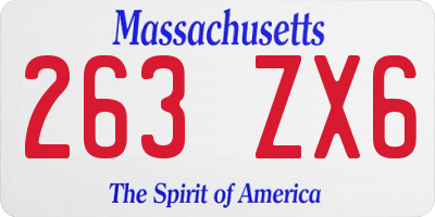 MA license plate 263ZX6