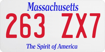 MA license plate 263ZX7