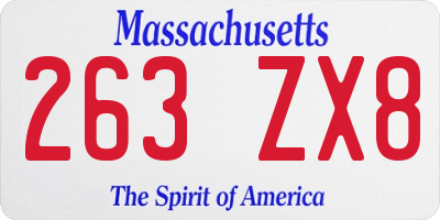 MA license plate 263ZX8