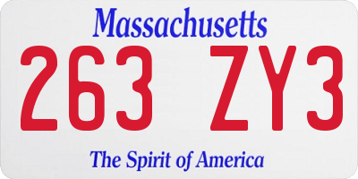 MA license plate 263ZY3