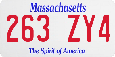 MA license plate 263ZY4