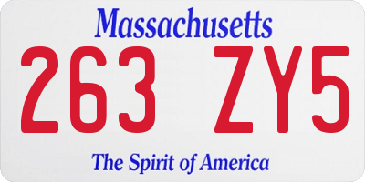 MA license plate 263ZY5