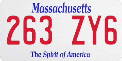 MA license plate 263ZY6