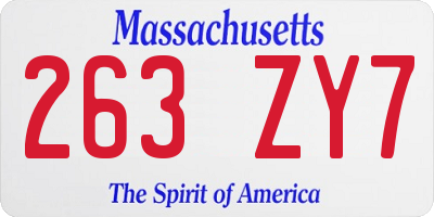 MA license plate 263ZY7