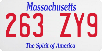 MA license plate 263ZY9