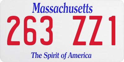 MA license plate 263ZZ1