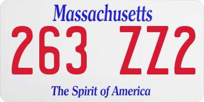 MA license plate 263ZZ2