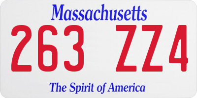 MA license plate 263ZZ4