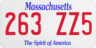 MA license plate 263ZZ5