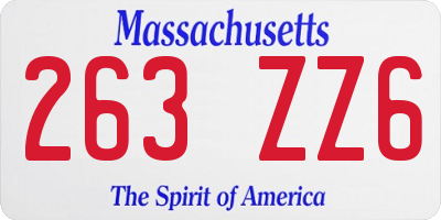 MA license plate 263ZZ6