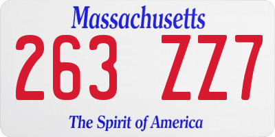 MA license plate 263ZZ7