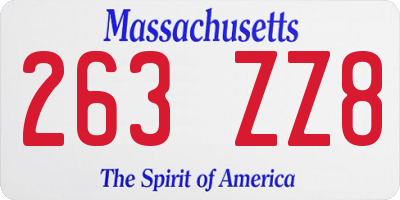 MA license plate 263ZZ8